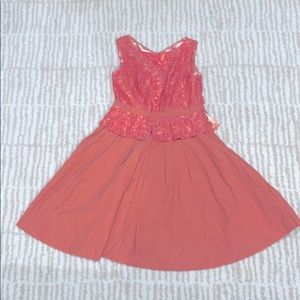 Aimer adjustable strap back pink lace top dress
